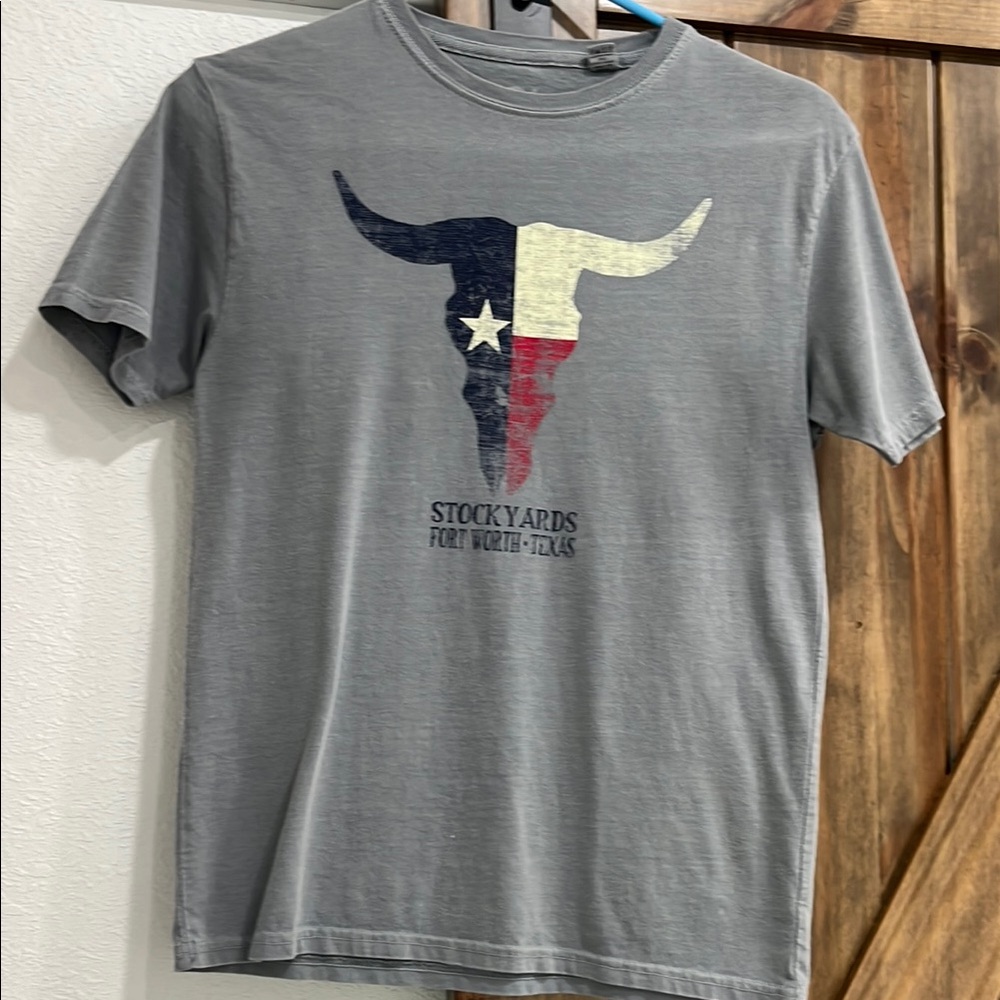 Gray Stockyards Texas Graphic T-Shirt